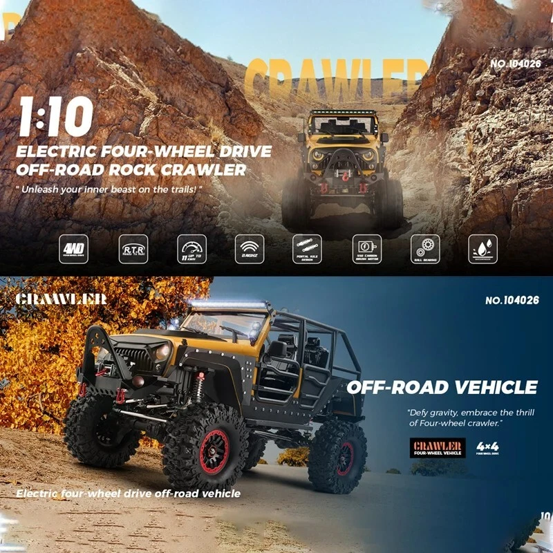 1/10 RC Double Pickup 4WD 4x4 Remote Control Rock Off Road Crawler Car Model RTR - Image 2 of 4