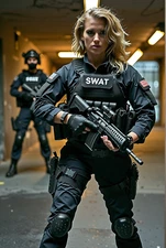 Sexy Beautiful Woman Police Tactical Soldier 8X10 High Quality AI Photo Print