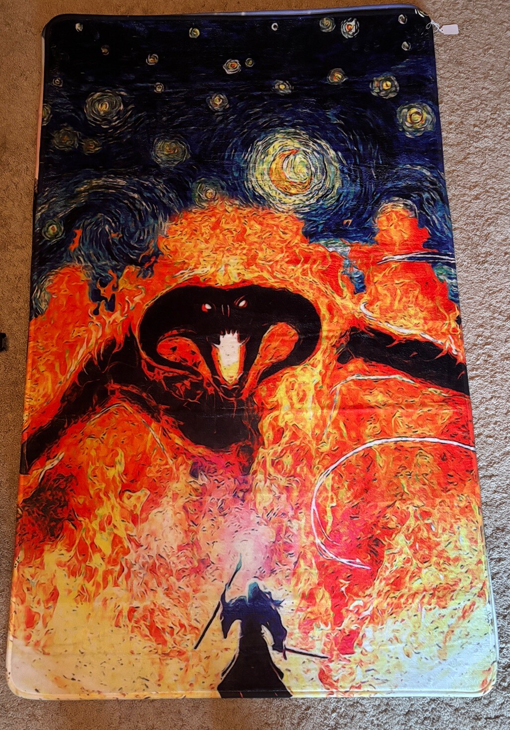 Alfombrilla antideslizante El Señor de los Anillos Gandalf vs Balrog con noches estrelladas 3x5