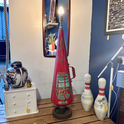 RETRO UPCYCLED VINTAGE FIRE EXTINGUISHER LAMP QUIRKY LIGHTING 1960s BRITISH - Picture 1 of 7