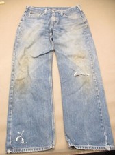 Carhartt Size 36x30 Mens Blue 100 Cotton Zip Fly Pockets Straight Jeans 935