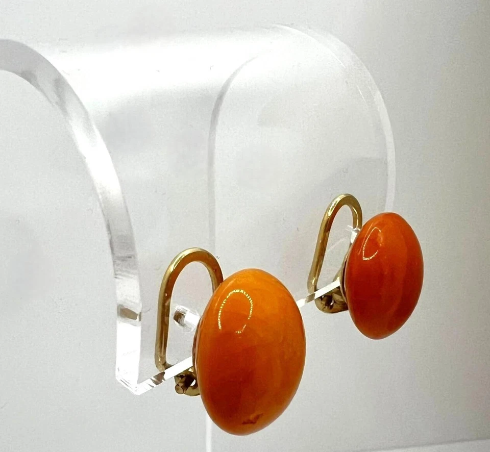 Vintage Bernstein Ohrclips Karamellfarben Ohrstecker Bakelit clip on earrings - Bild 2 von 4