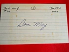 Don May - Autographed 3" X 5" Index Card - Dayton University