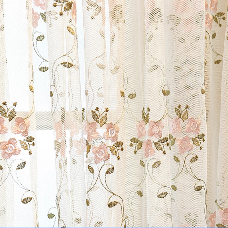 Varilla de cortina de tul transparente de encaje malla de bolsillo gasa elegante cortina de lujo 1 panel Foto 4 de 4