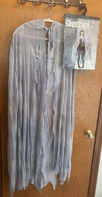 GHOST CAPE WITH HOOD HALLOWEEN COSTUME PONY EXPRESS ONE SIZE FITS MOST VGC