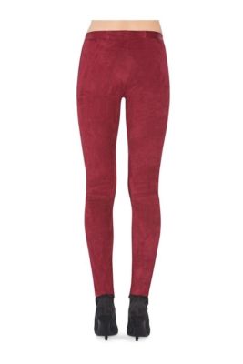 SZ 00 Alice + Olivia RED Front-Zip Suede Leggings NWT | eBay