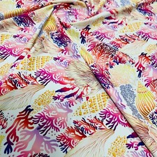 Printed Colored Corals 4-Way Stretch Fabric 60"wide Swimsuit Spandex By the Yard