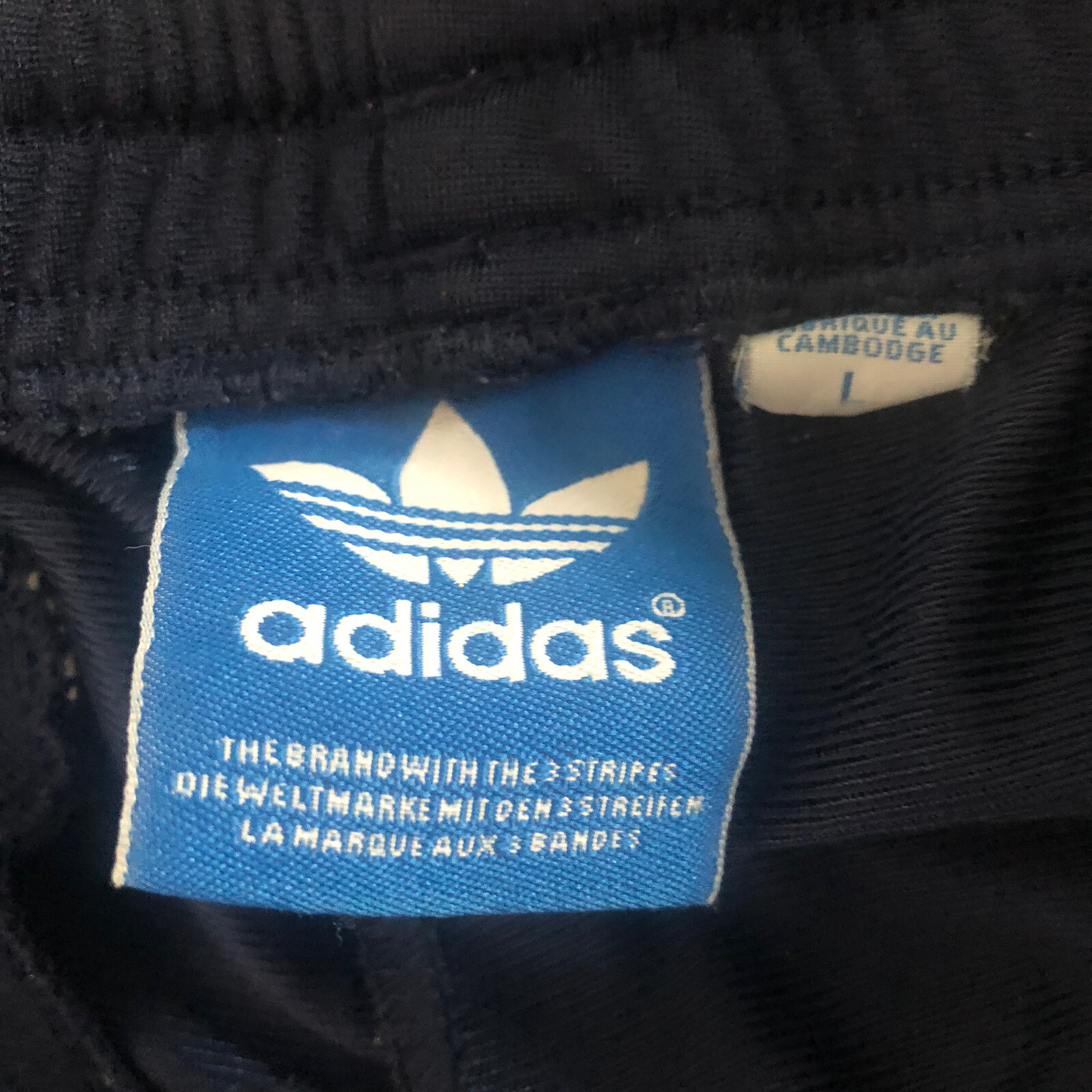 Adidas Mens Large Trefoil Blue Gray White Stripe Crease Leg Track Warmup Pants