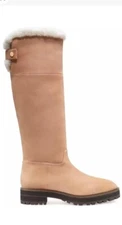 New Stuart Weitzman Alpine Shearling Trim Leather Knee High Leather Boots $895
