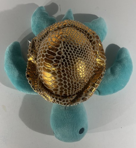 "Animal de peluche de tortuga marina de 12"" verde azulado dorado" - Imagen 3 de 6