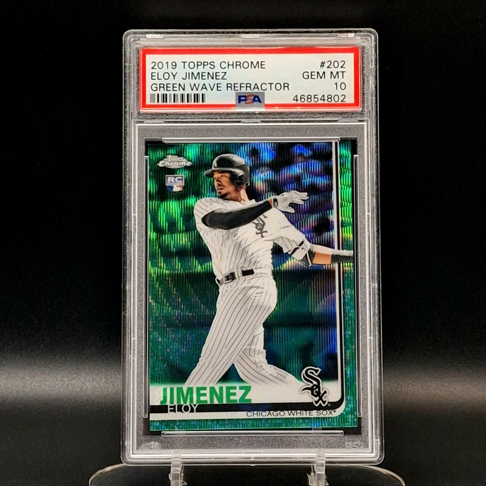 2019 Topps Chrome Eloy Jimenez RC /99 PSA 10 Green Wave Refractor #202 White Sox view 4