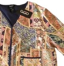 GiGiO JULIE Snap Front Jacket WOMENS LARGE Slim Fit Long Sleeved Light 21in Long