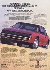 1987 Toronado Trofeo Oldsmobile Quality. Feel It Vintage Print Ad