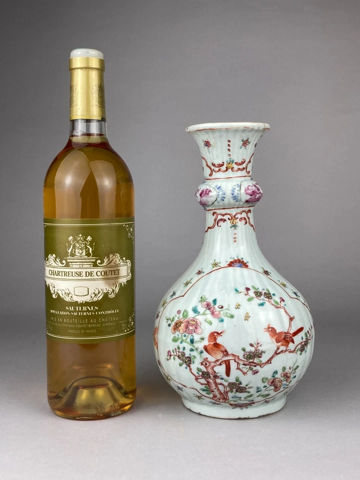 STUNNING ANTIQUE CHINESE PORCELAIN FAMILLE ROSE GUGLET VASE QING QIANLONG INT - Image 2 of 4