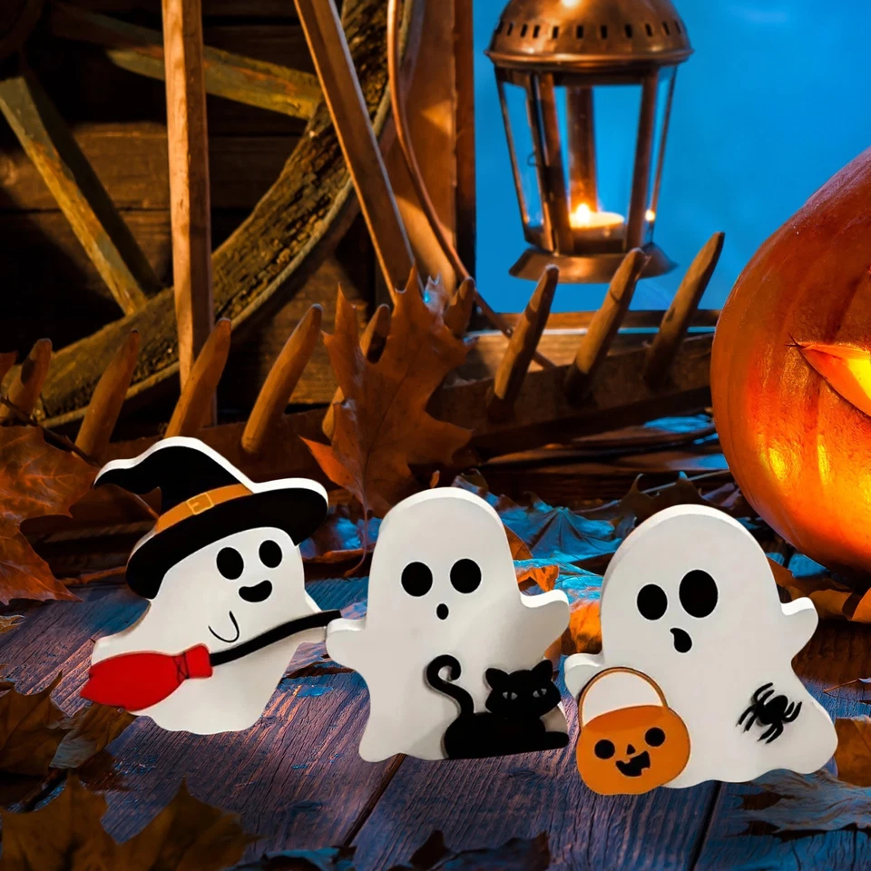 3 PCS PVC Ghost Cute Halloween Decorations Indoor Ghost Decor Table New - Image 4 of 4