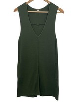 Free People Dress Women S-M? Green Wool Blend Knit V Neck Sweater Heavy Knit