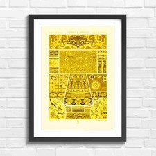 Chinese Japanese Oriental Art Decor Yellow Framed Wall Art Print Large Picture