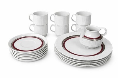 Thomas Arcta Kaffeeservice 6 Personen | Burgund & Platin | Rosenthal