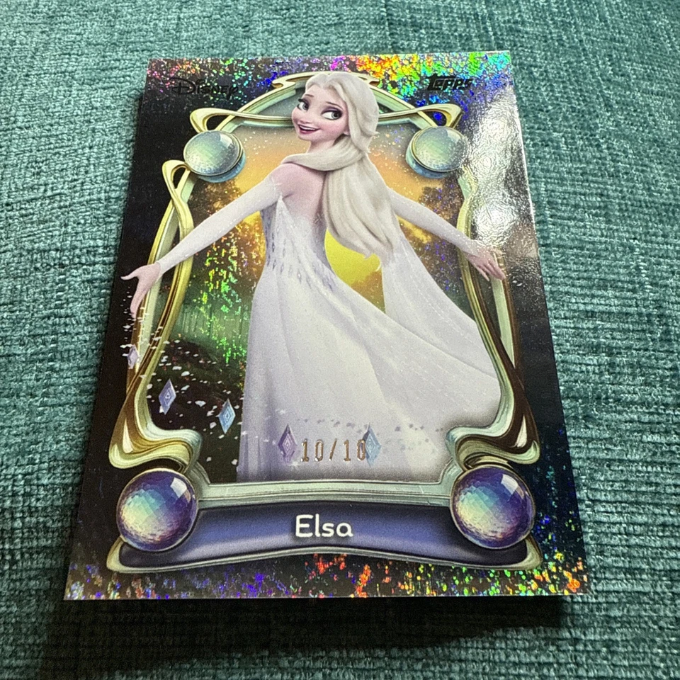 2025 Topps Disney Wonder ELSA Black Sparkle Foil Bookend 10/10 Super Short Print - Image 2 of 4
