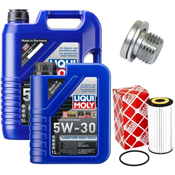 MotoröL Filter Set 5W-30 Liqui Moly 6 Liter + Schraube FüR VW Passat 2.0 TSI-image