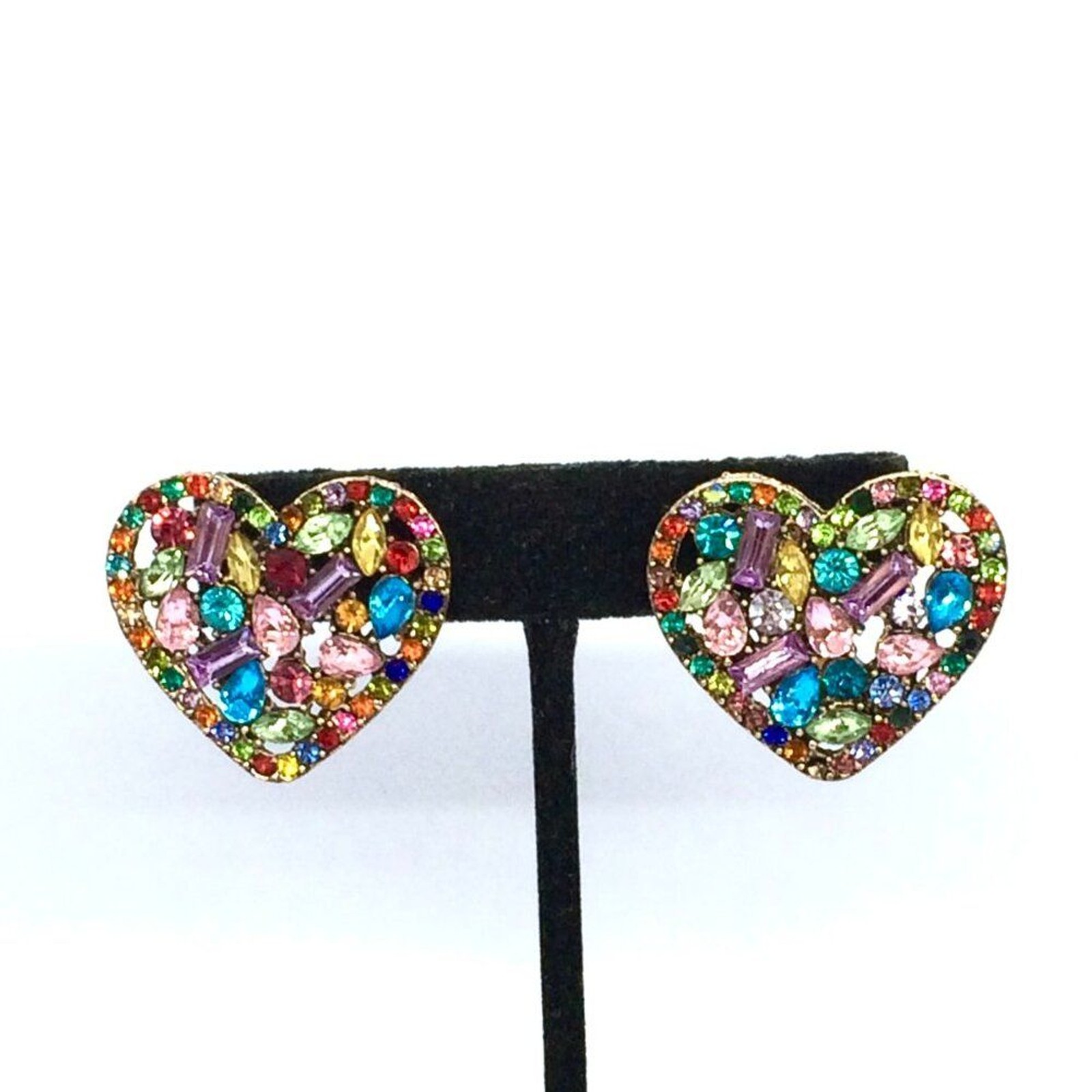RHINESTONE HEART Multicolor Statement Stud Earrin… - image 2