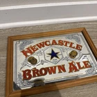 Vintage Newcastle Brown Ale Hanging Beer Mirror Sign Advertisement 13x9 inches