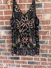 Free People Dress Size XS Secret Garden Beaded Sleeveless Shift