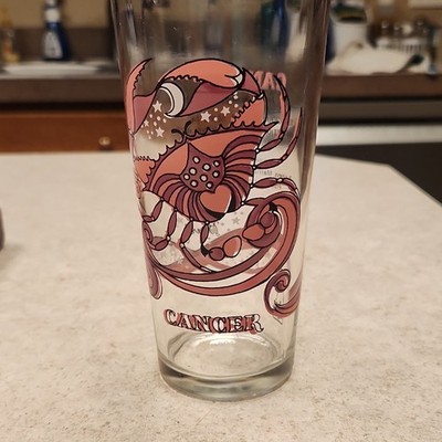 Libbey Zodiac Cancer 12 oz Clear Decorated Drinking Glass Tumbler