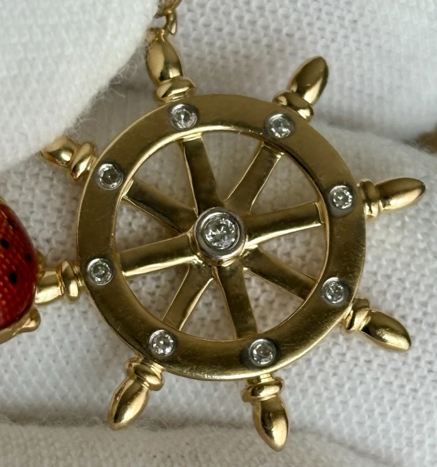 Brazalete con dije de doble cable de oro amarillo de 14K con dijes 6 dijes 2 con diamantes Foto 4 de 4