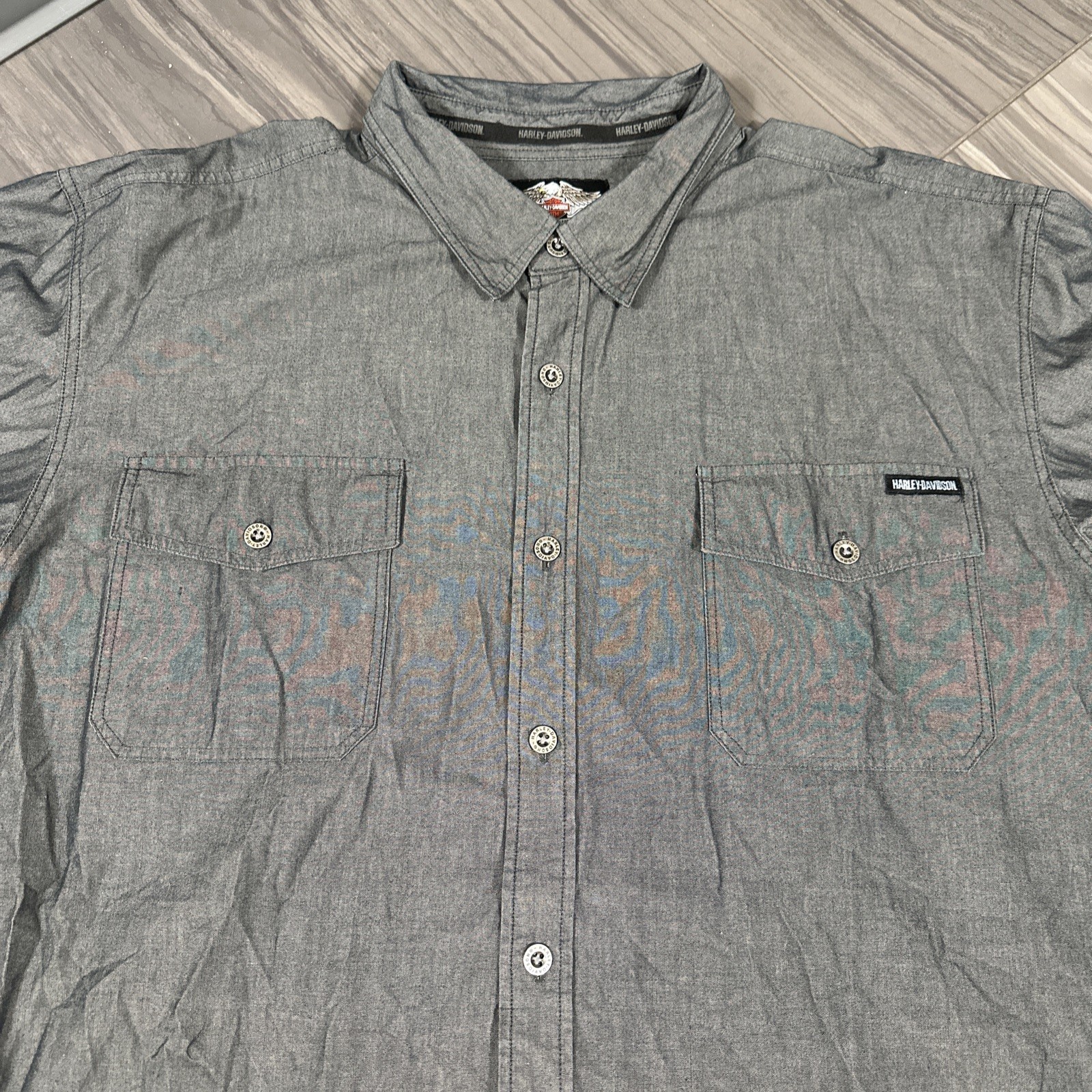 Harley Davidson Hidden Snap Button Down Long Slee… - image 4