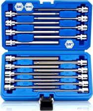 18-piece Extra Long Allen Hex Bit Socket Set Sae Metric 18-38 In. 3-10 Mm