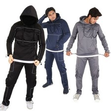 A2Z Mens Plain Tracksuit Hoodie Sweatpants Hooded Top Bottom Gym Adults Outfit