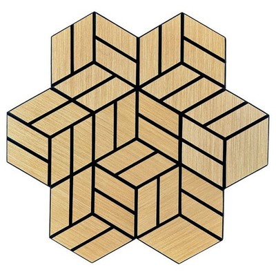 Hexagon 3D Design Wood Veneer Honeycomb Cutout Wall Decor Panels White Oak 10pcs
