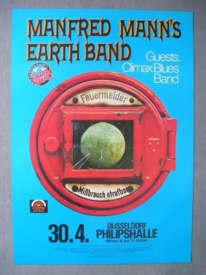 Tour Concert Poster Manfred Mann's Earth Band  Climax Blues 1975