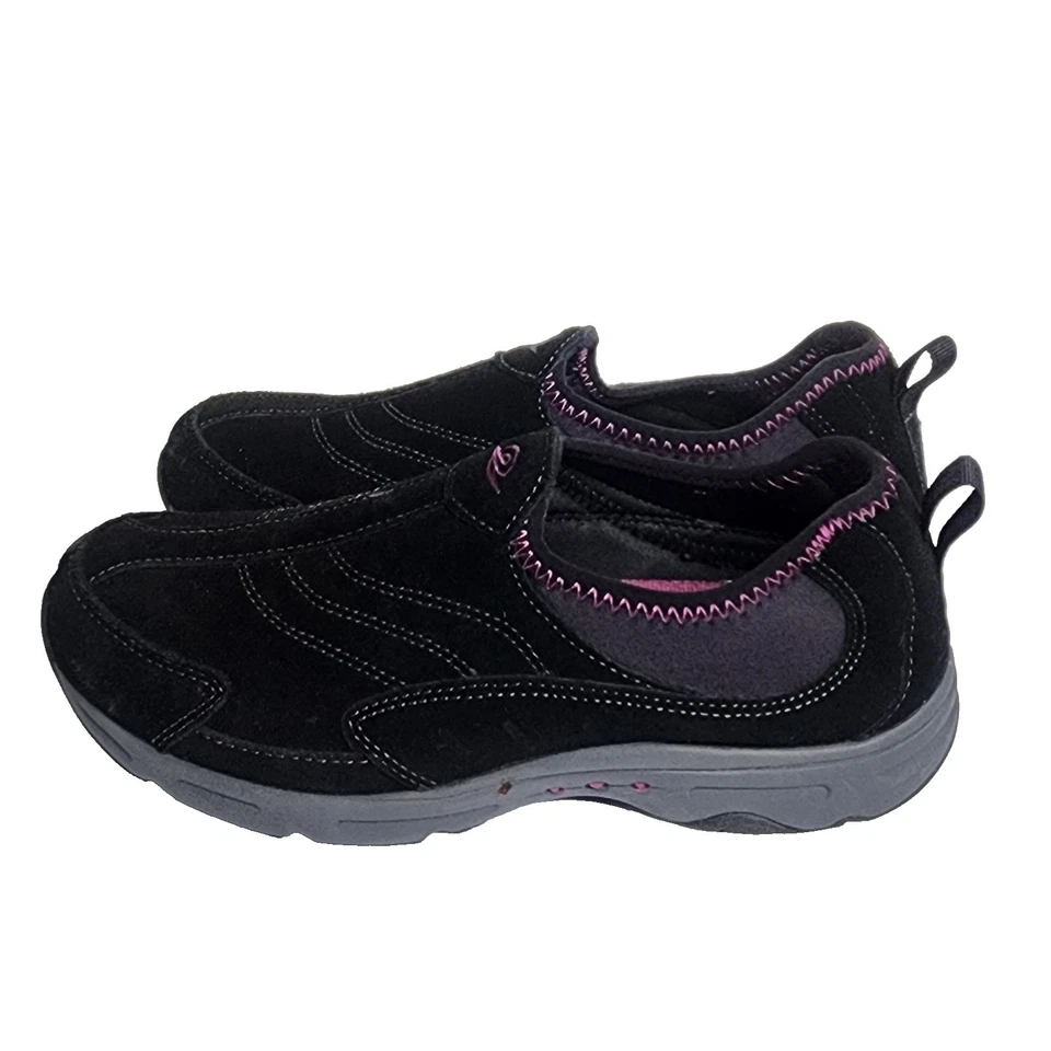 Easy Spirit Slip On Sneakers 9W Black Pink Suede Comfort Walking Active - Image 2 of 4