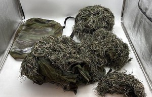 Men's Green Camouflage Jacket Pants Ghillie Suit Set With Hood Carry Bag Cover