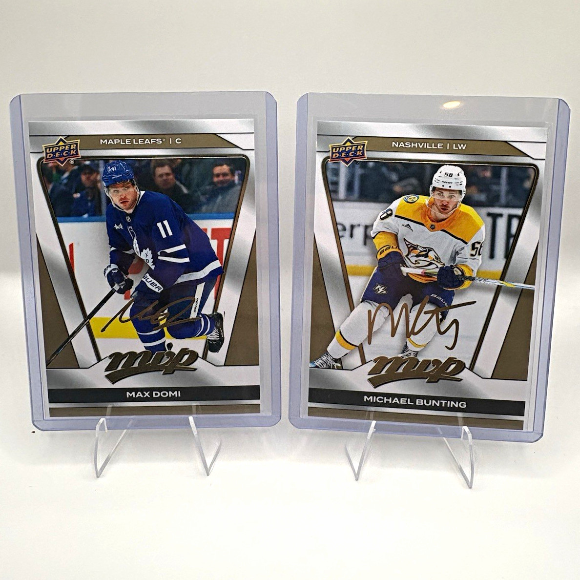 Upper Deck MVP Hockey 2025-26 Gold Script Auto Lot 2 Max Domi #32 + Bunting #82