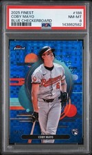 2025 Topps Finest Baseball #188 Coby Mayo /75 Blue Checkerboard Ref RC PSA 8