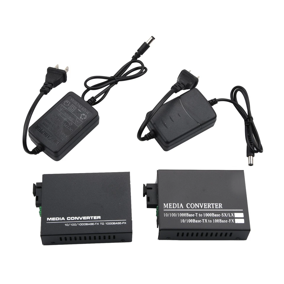 10/100/1000Mbps Single Mode 1&4 RJ45 Ethernet to Fiber Optic Media Converter - image 2 of 4