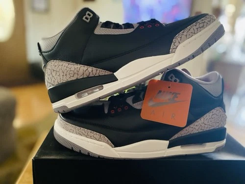 Nike Air Jordan 3 Retro Men's Sneakers Black Fire Red Cement Grey Size 11.5