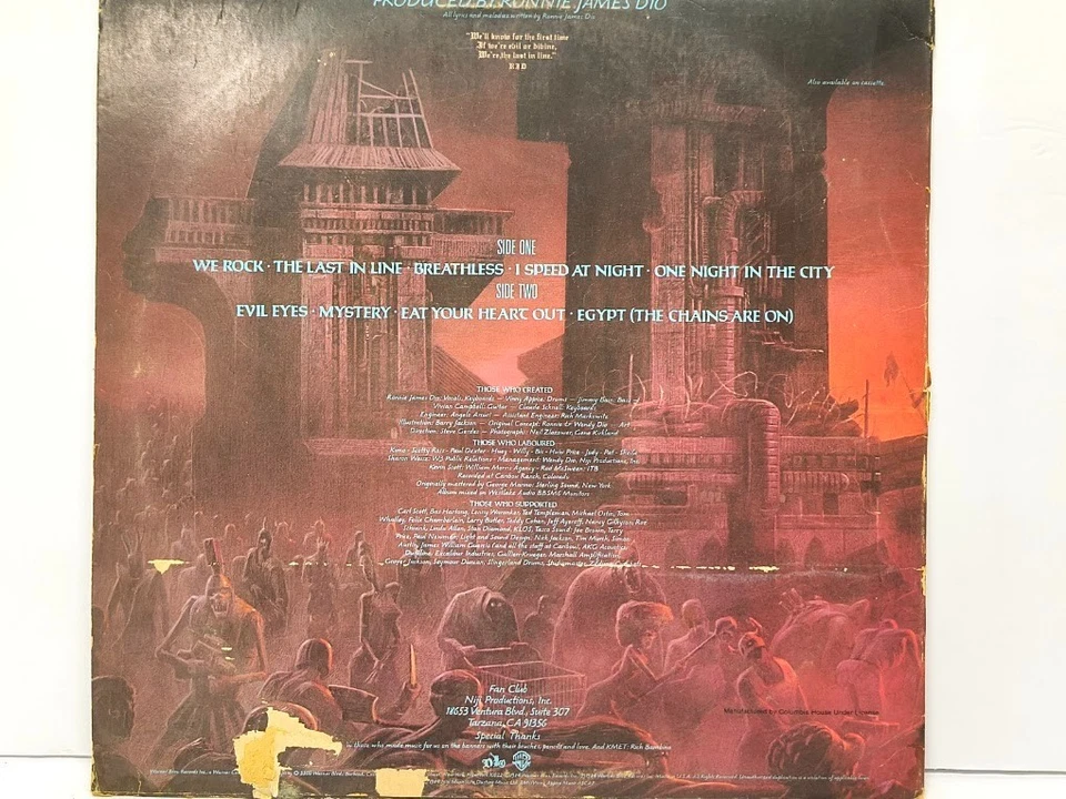 Dio - последний в линии LP - Warner Brother W1-25100 1984 Ронни Джеймс Дио - Изображение 3 из 4