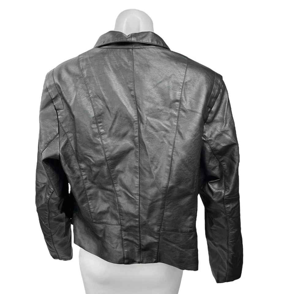 Abrigo Chaqueta City Chic Para Mujer Negro Imitación Cuero Vegano Cremallera Completa Motociclista Moto Talla S Foto 2 de 4