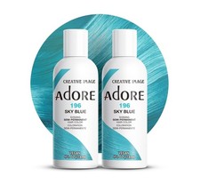  2 Pack Adore Semi Permanent Hair Dye Color 4oz  196 Sky Blu 