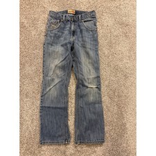 Wrangler 20X Jeans Youth 28X28 Blue Distressed Denim Straight Leg Boys Workwear