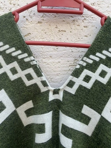 Clint Eastwood Western Cowboy Poncho Serape Handmade Alpaca Wool Olive Green  image 5
