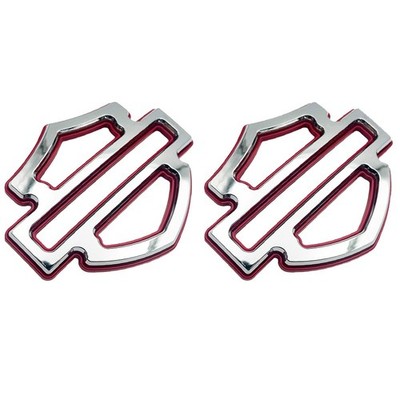 2Pcs Set Chrome Red Double Layer Custom CVO Tank Emblems Badges 5 or 6 Gal