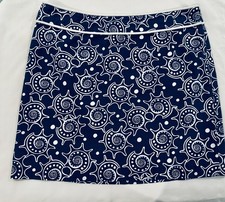 Vineyard Vines Skirt Blue  White 100 Cotton Line SZ 16 Shell Motif EUC