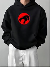 Men'S Thundercats Graphic Hoodie Sweatshirt - Black with Red Fleece-Lined Interi