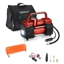  Dual Cylinder DC 12V Air Compressor for Car, Heavy Duty Portable Tire Red