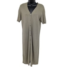 J Jill Cardigan Duster Women Size S Button Up Linen Blend Neutral Coastal Boho